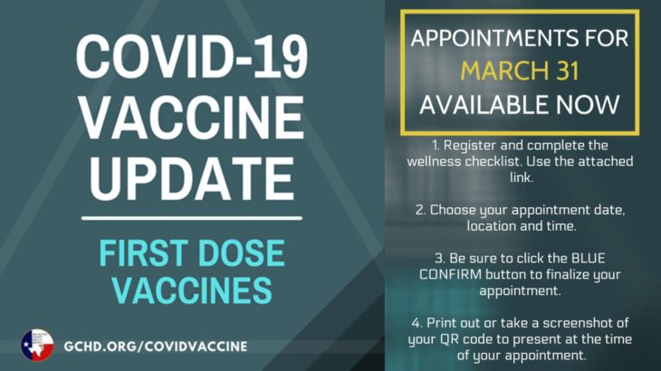 FIRST DOSE COVID-19 VACCINE APPOINTMENTS OPEN NOW!