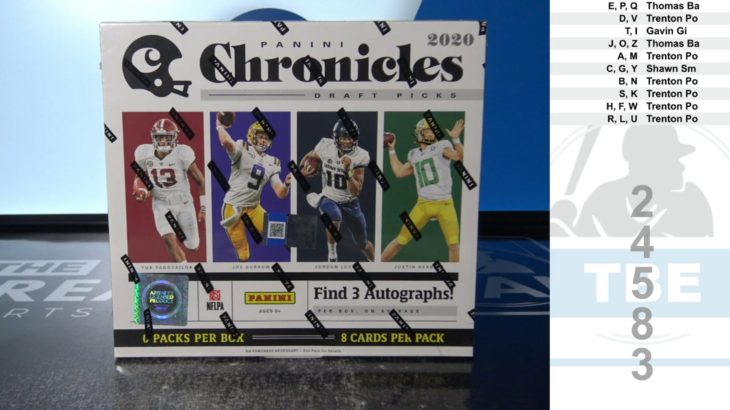 1 Box of 2020 Panini Chronicles Draft Picks Football (Random First Letter of Last Name) (Break ID: 24583)