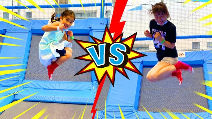 みのちゃんがおねえちゃんとこたくんとケンカしてスポーツ対決！仲直りはできるかな？＊コラボ　教育　トランポリン